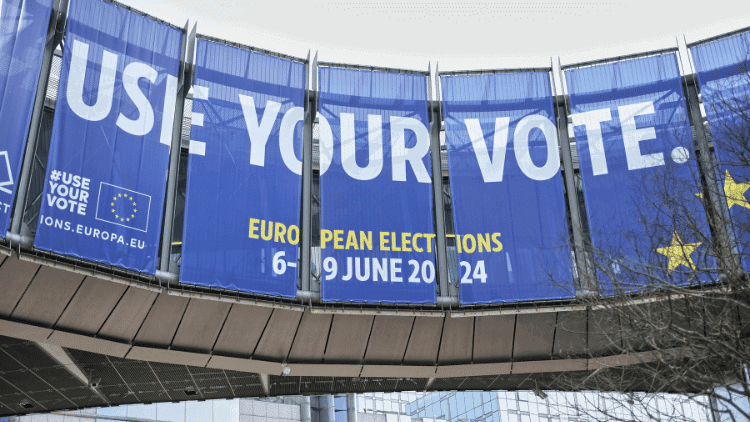 European elections: a call for accessibility 'Use your vote' banner in Brussels promoting 2024 European elections