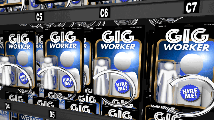 stylised 'gig worker' vending machine