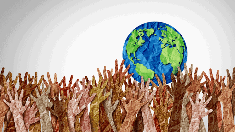hands holding up world