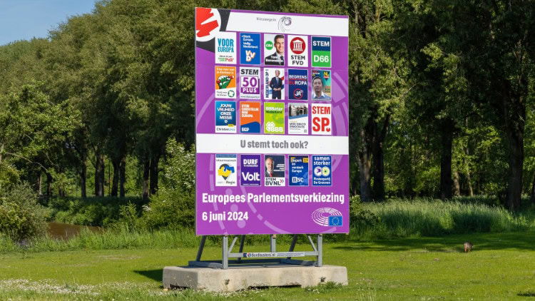 European elections: ghosts of the past myriad posters on an election hoarding